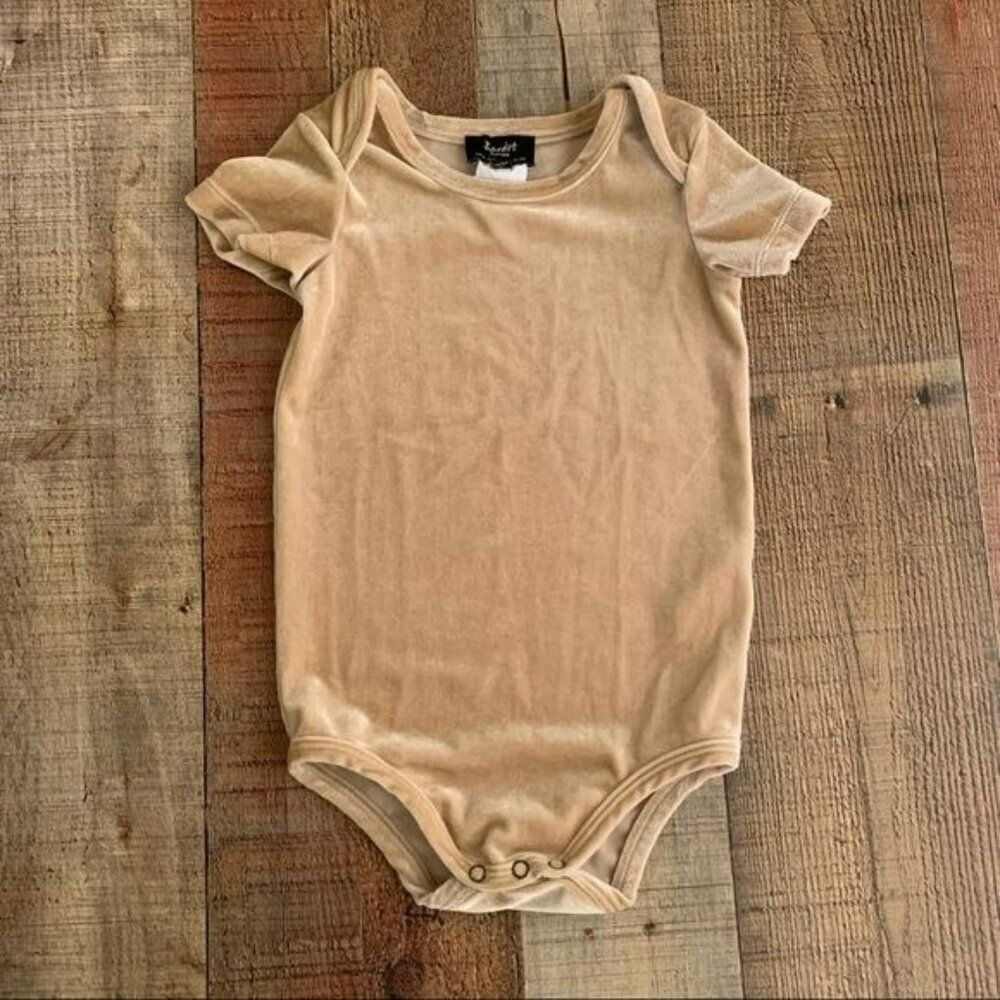 Bardot baby girls size 24 months tan carmel velvet bodysuit